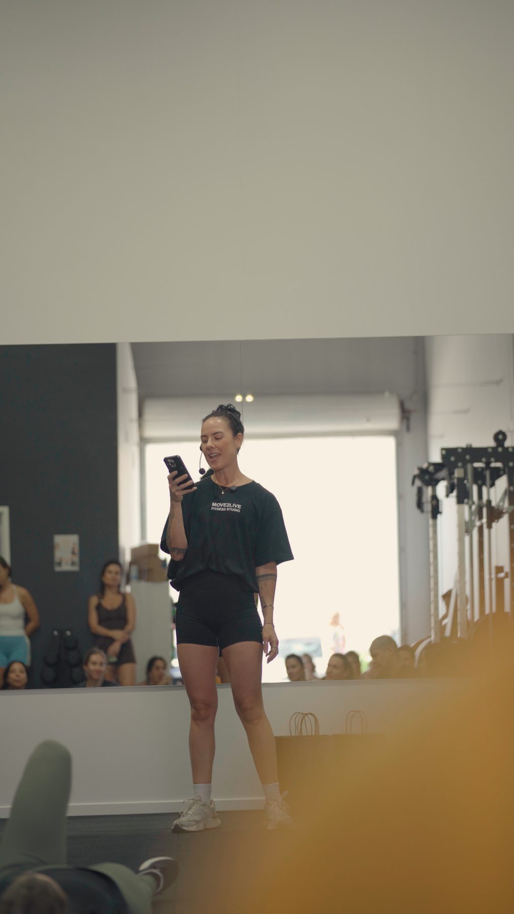 Mari Laureano crouching in training gear